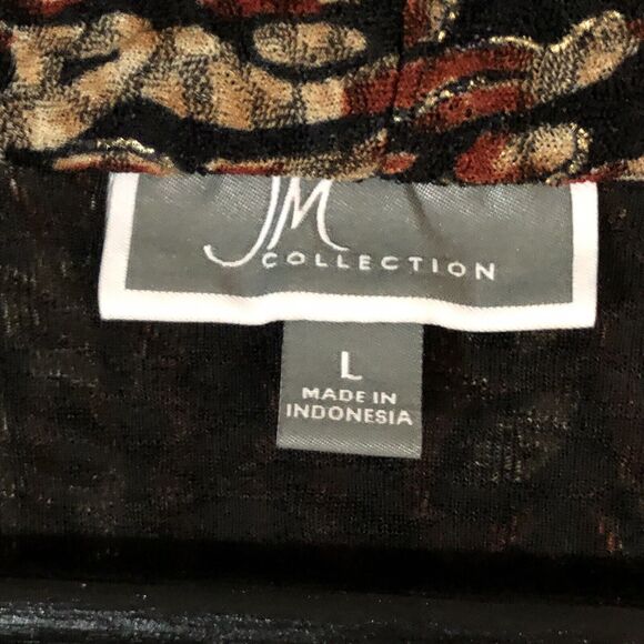 JM COLLECTION Jacket Womens L Metallic Shimmer Knit Twinset Textured Leopard - Picture 3 of 10